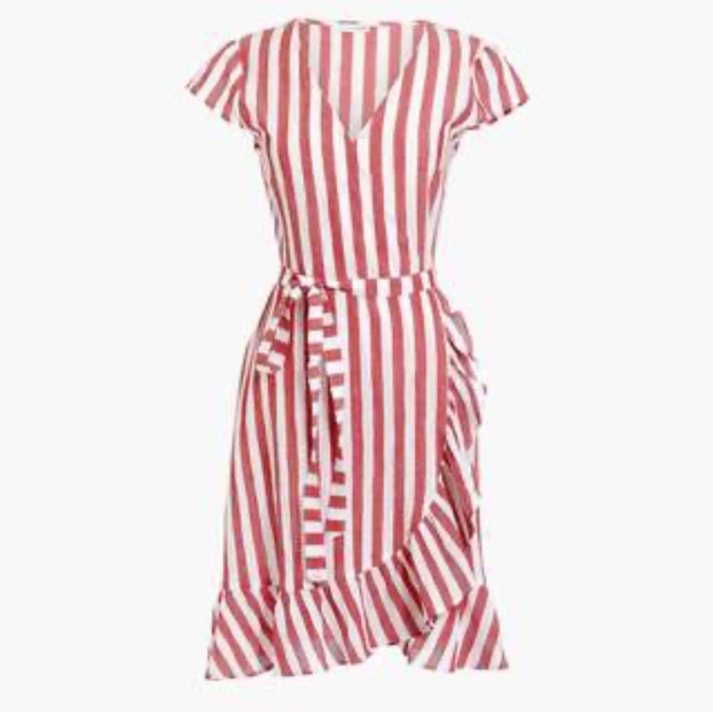 J. Crew Red and White Asymmetrical Dress Sz XL